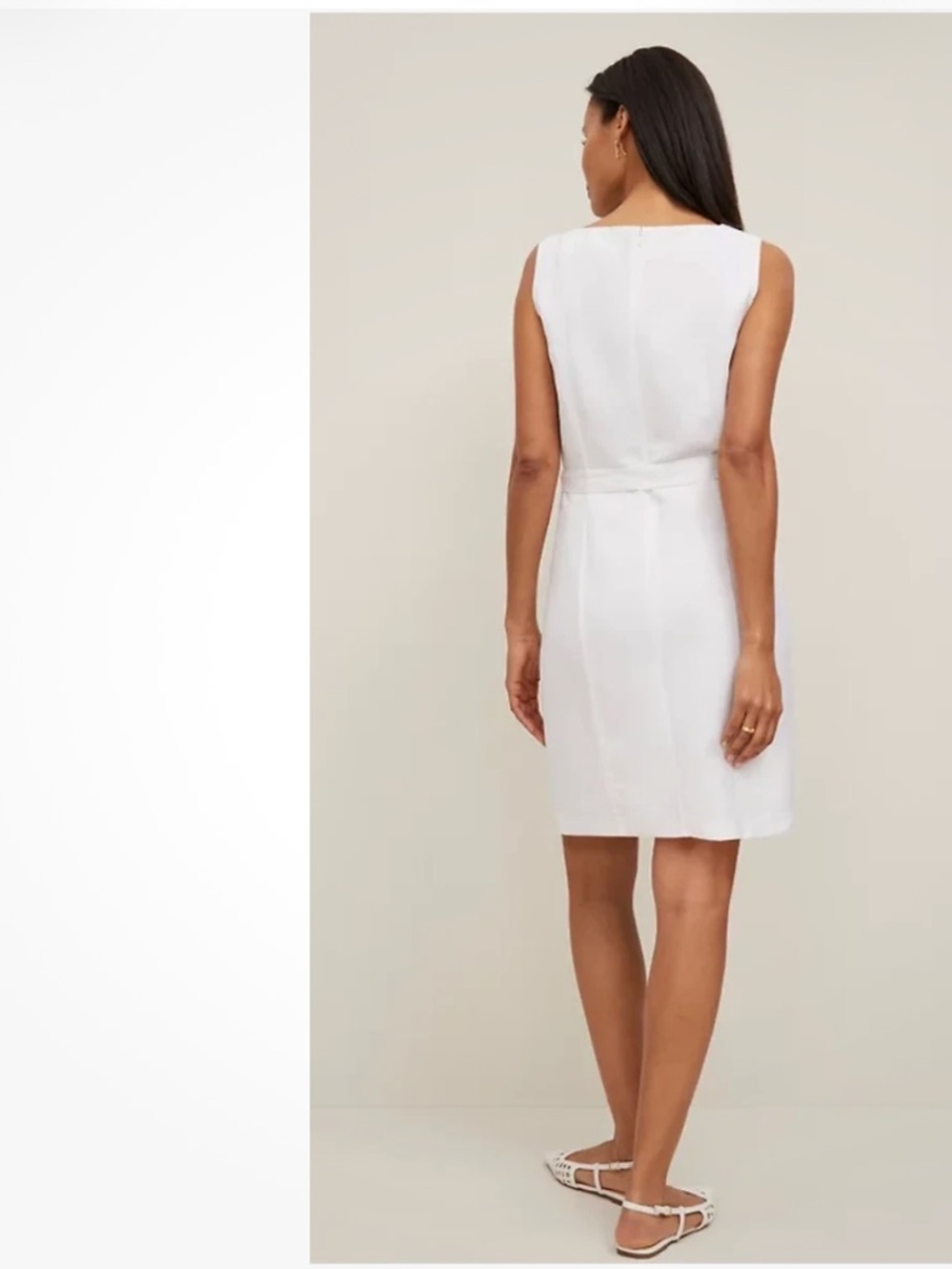 NWT Ann Taylor White Linen Blend Sheath Belt dress women size 10 - Picture 3 of 7